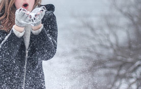 Schnee Frau Handschuhe