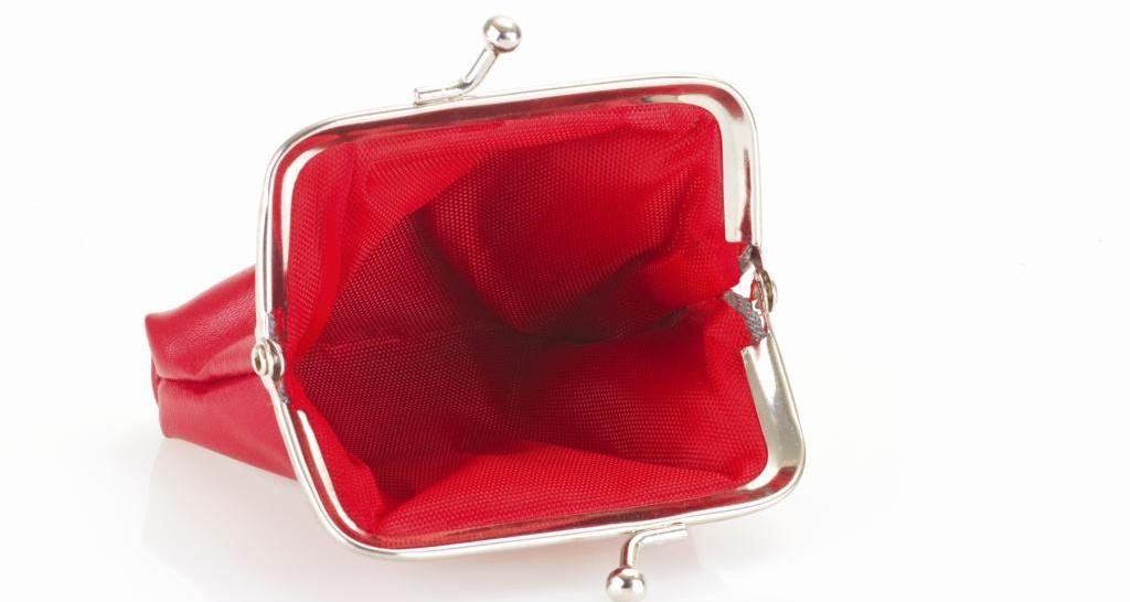 Leere rote Brieftasche